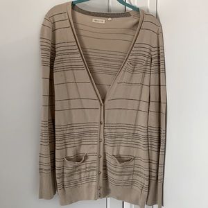 Long metallic striped cardigan